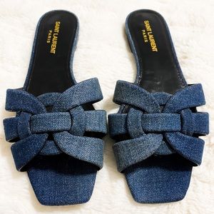 Saint Laurent denim 
Tribute Nu Pieds Sandals size 38 eu 8 us